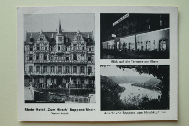 Postcard PC Boppard 1940-1960s Hotel Zum Hirschen Town architecture Rheinland Pfalz